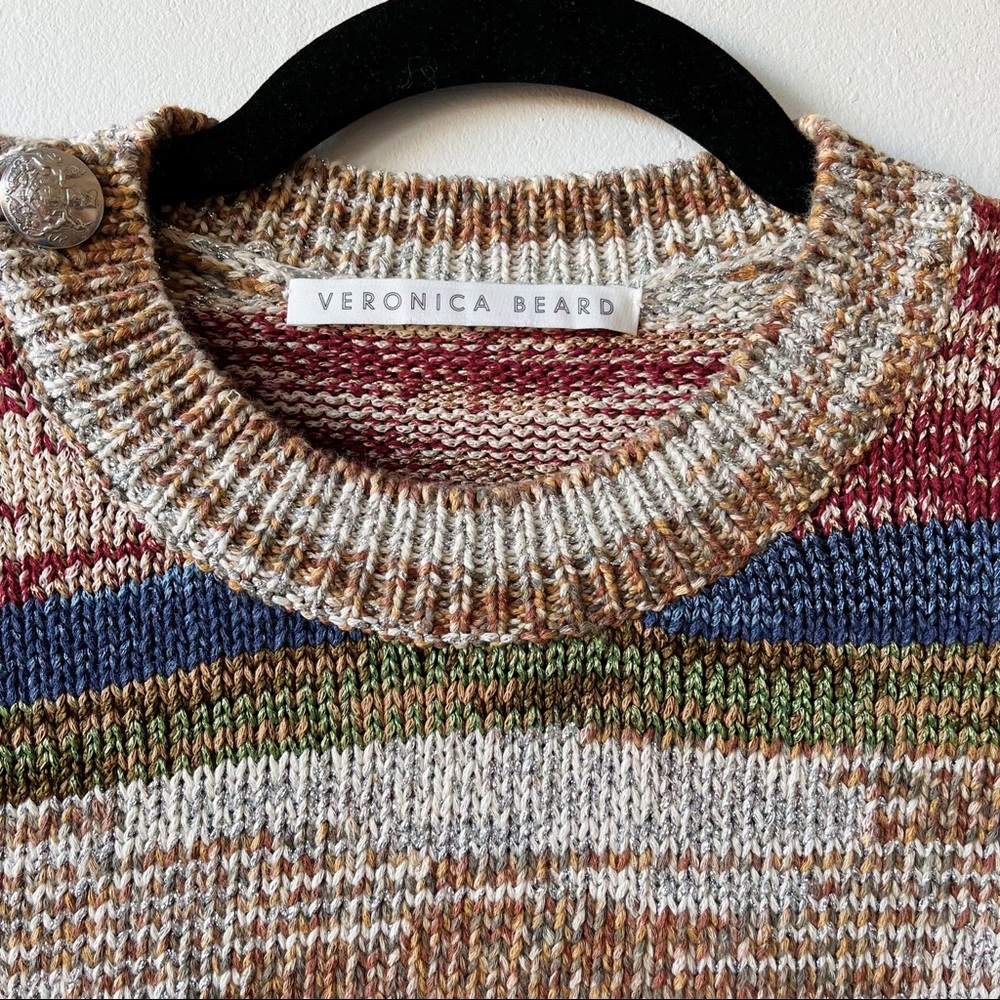 Veronica Beard Sohani Metallic Space-Dyed Cotton Sweater Size XS Shoulder Button - Picture 6 of 12